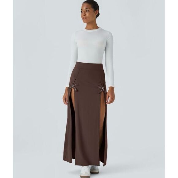 Halara Dresses & Skirts - Brand New - Halara Women’s L High Waisted Decorative Buckle 2-in-1 Maxi Casual S